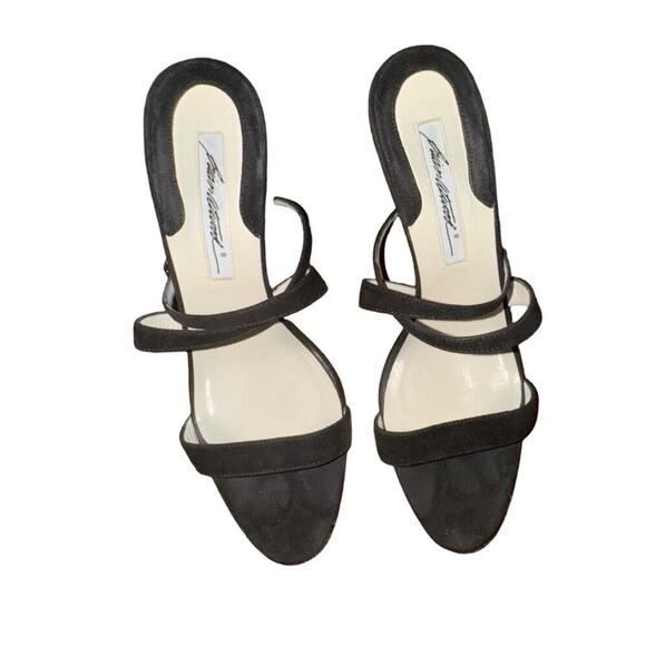 Brian Atwood Black Suede Strappy Healed Sandals Sz 6, Heel 4” - Picture 6 of 8